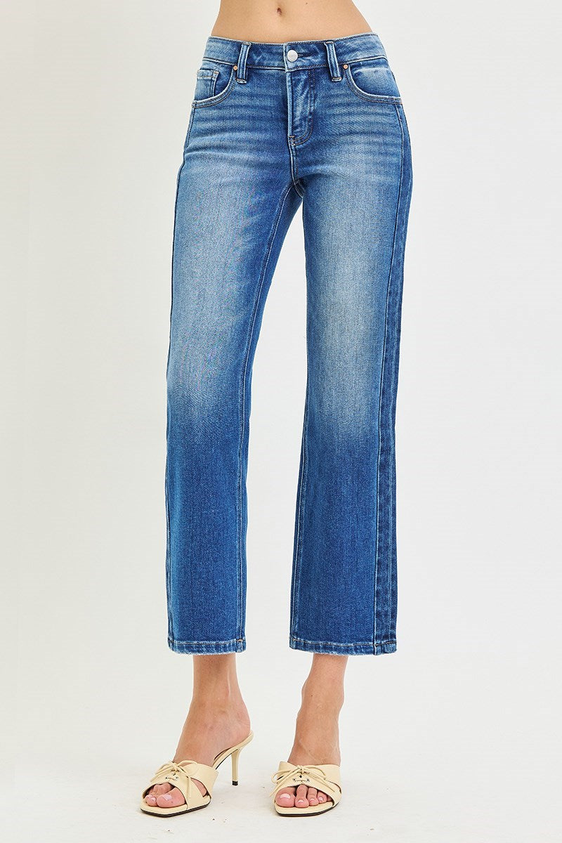 Tuxedo Stripe Straight Leg Crop Jeans