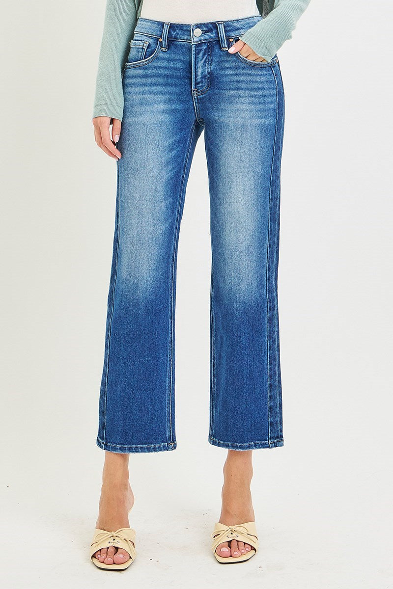 Tuxedo Stripe Straight Leg Crop Jeans
