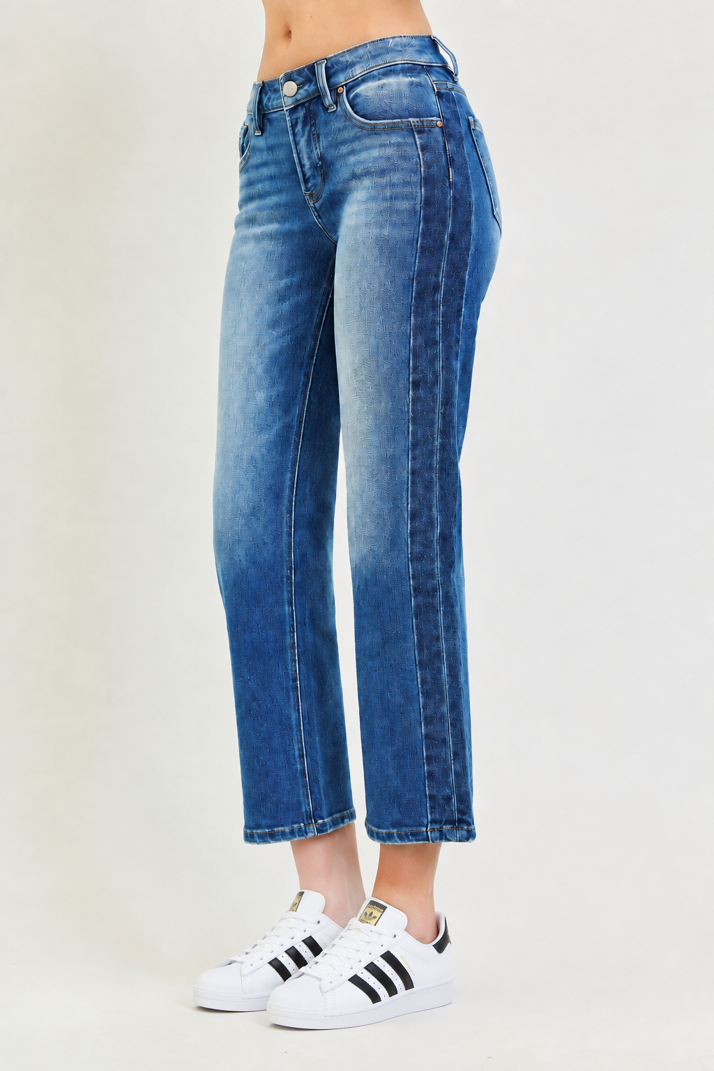 Tuxedo Stripe Straight Leg Crop Jeans