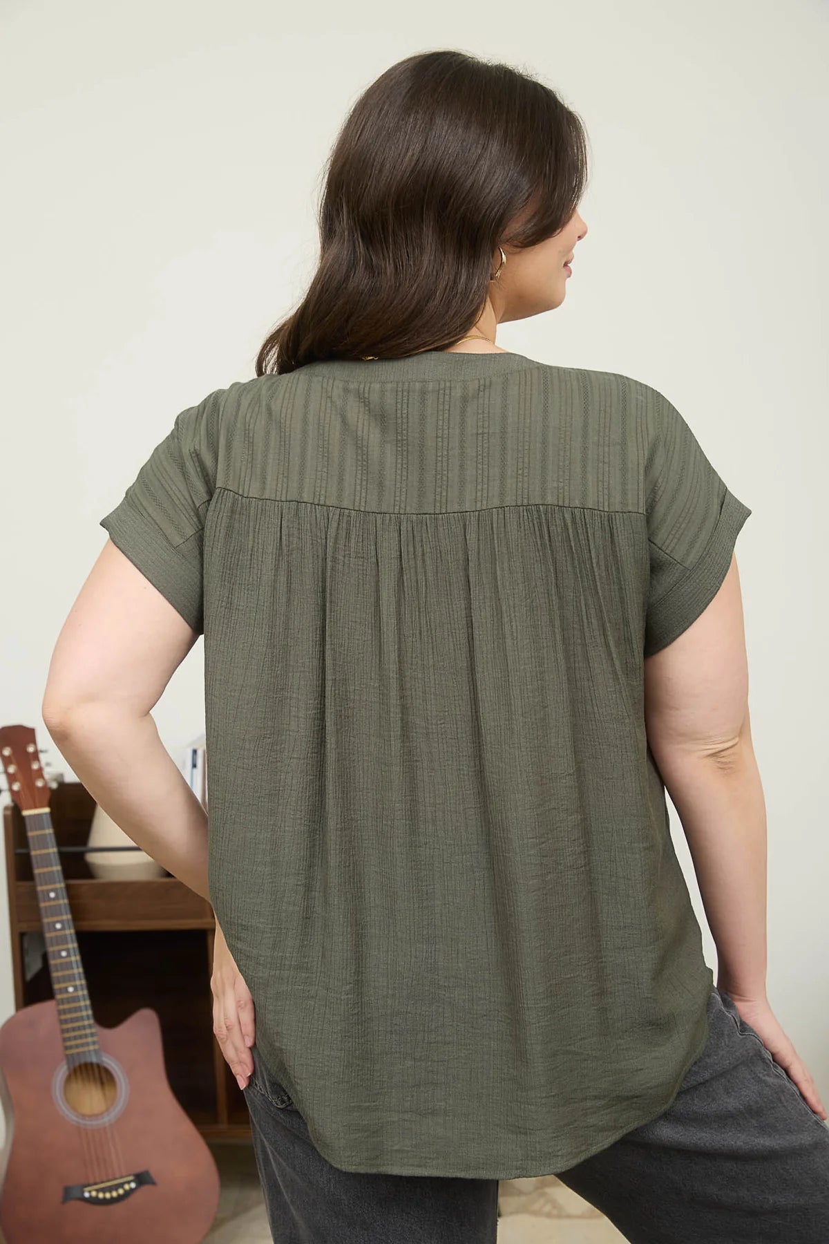 Gathered Button Blouse