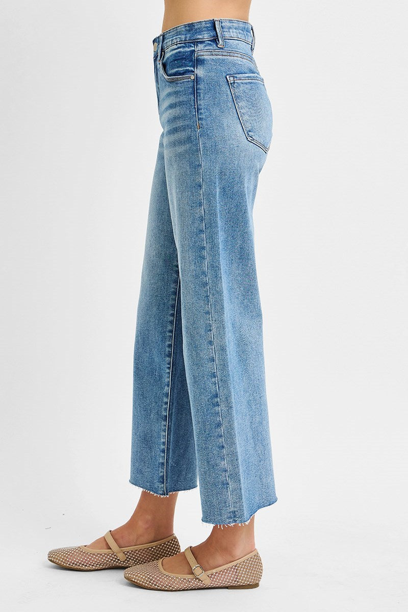Medium Wash Wide Leg Crop Jeans