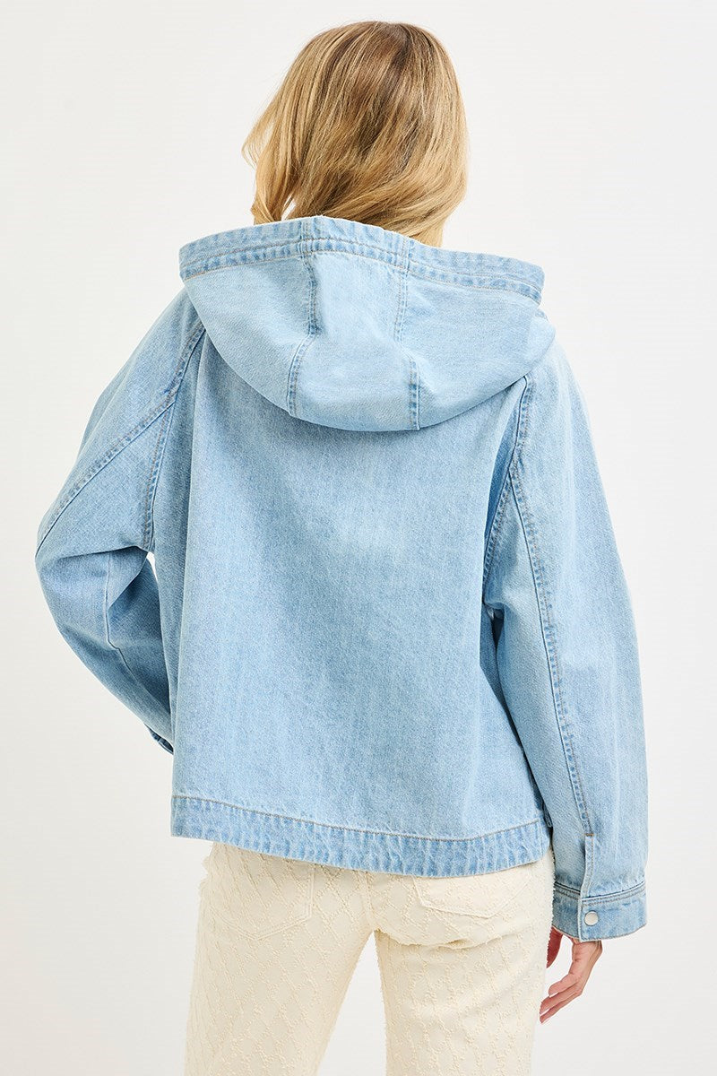 Denim Hooded Crop Jacket