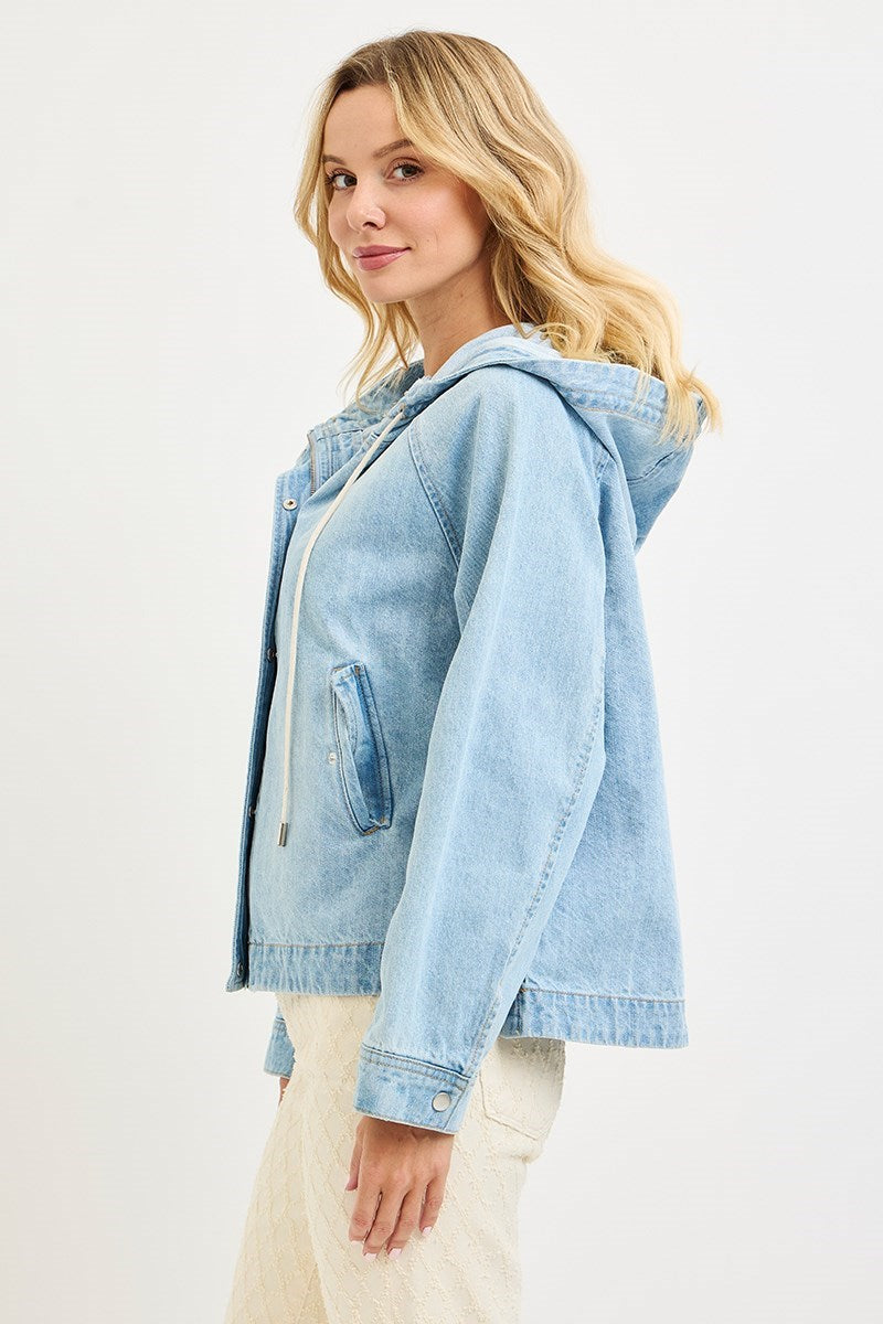 Denim Hooded Crop Jacket