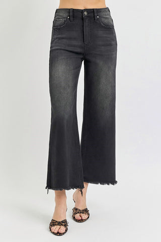 Black Mid Rise Straight Leg Jeans