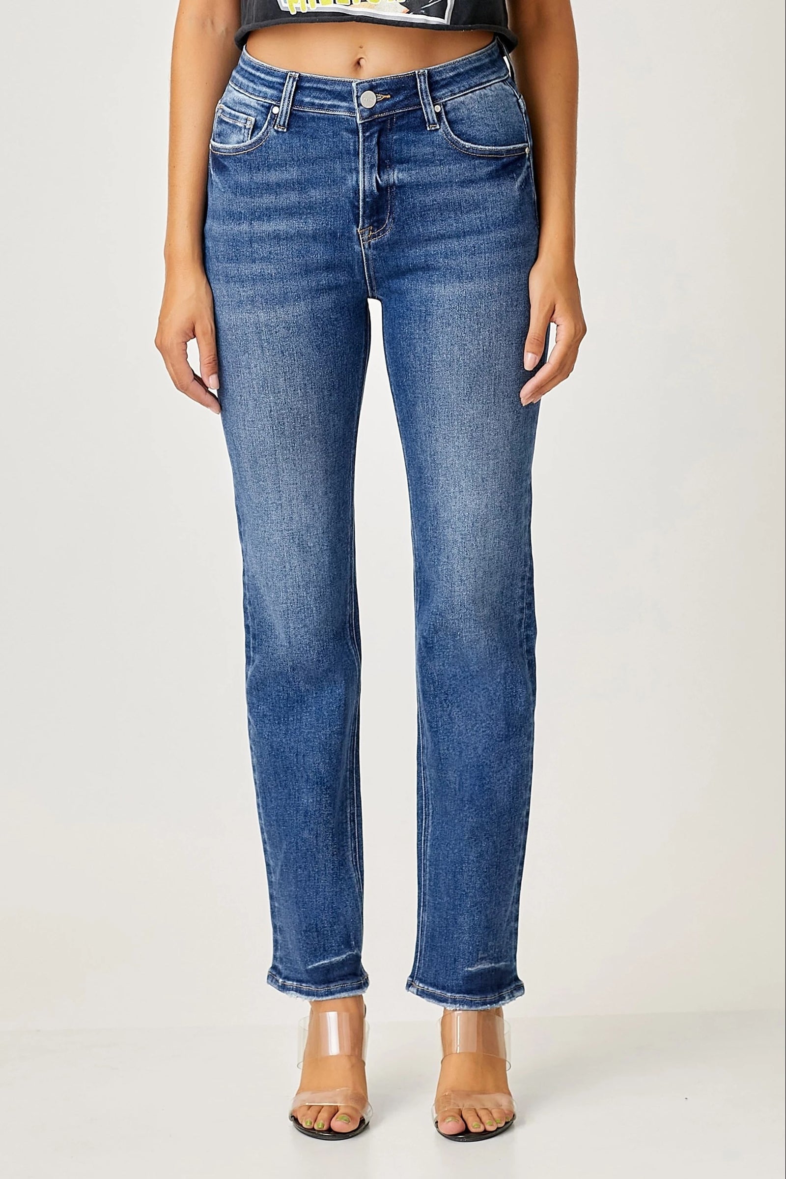 Medium Blue Straight Slim Jeans