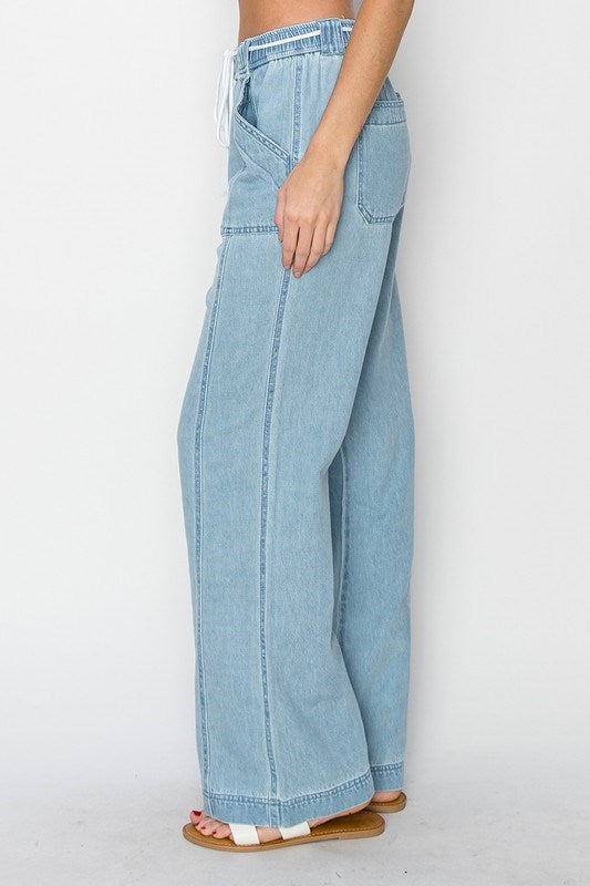 Light Denim Cotton Trousers Pants