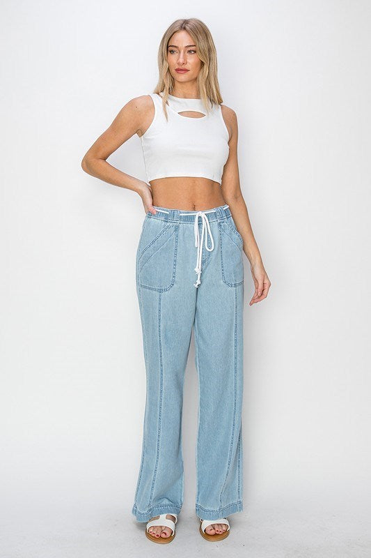 Light Denim Cotton Trousers Pants