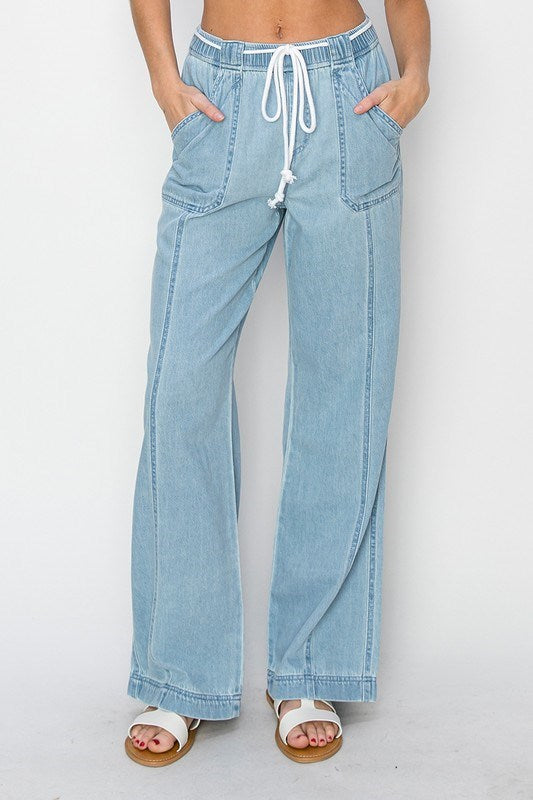 Light Denim Cotton Trousers Pants