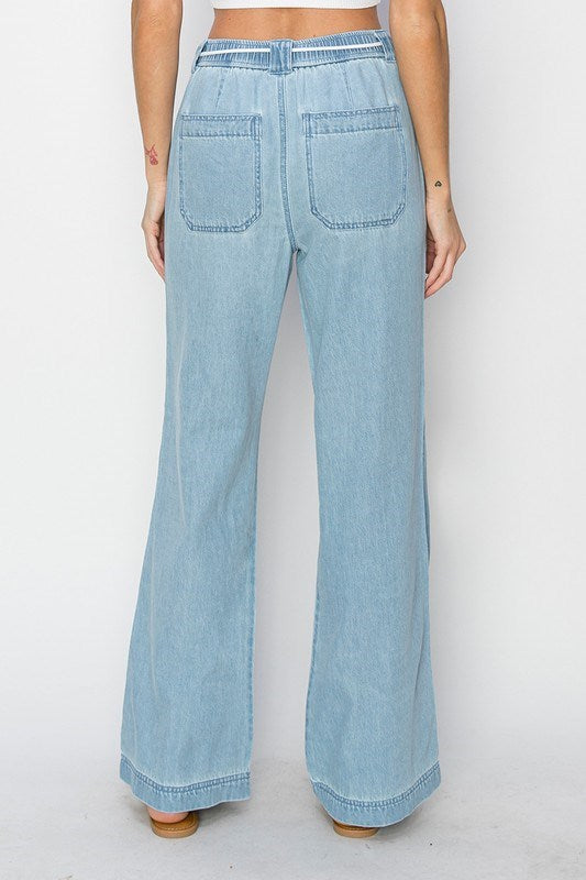 Light Denim Cotton Trousers Pants