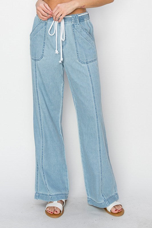 Light Denim Cotton Trousers Pants