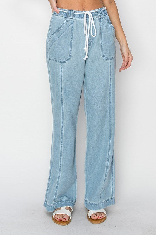 Light Denim Cotton Trousers Pants