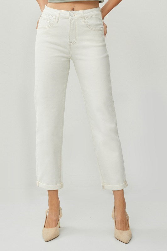 Cream High Rise Boyfriend Jeans