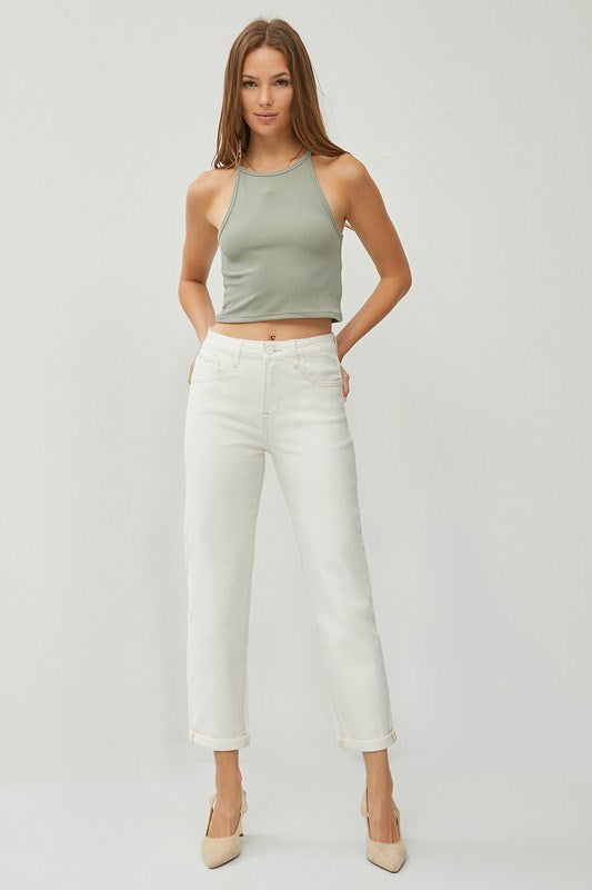 Cream High Rise Boyfriend Jeans