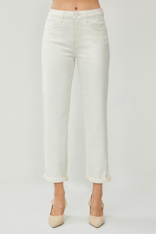 Cream High Rise Boyfriend Jeans