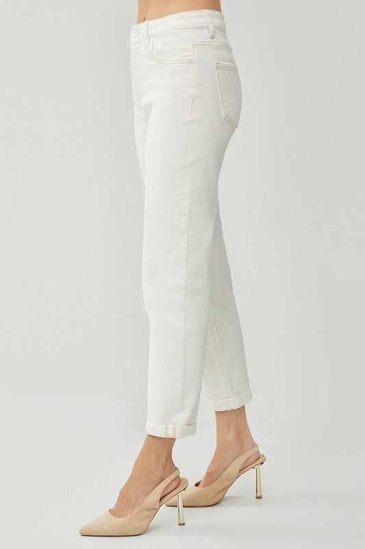 Cream High Rise Boyfriend Jeans