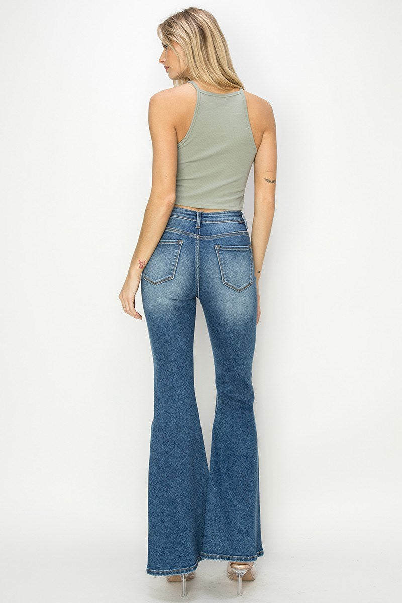 High Rise Front Seam Flare Jeans