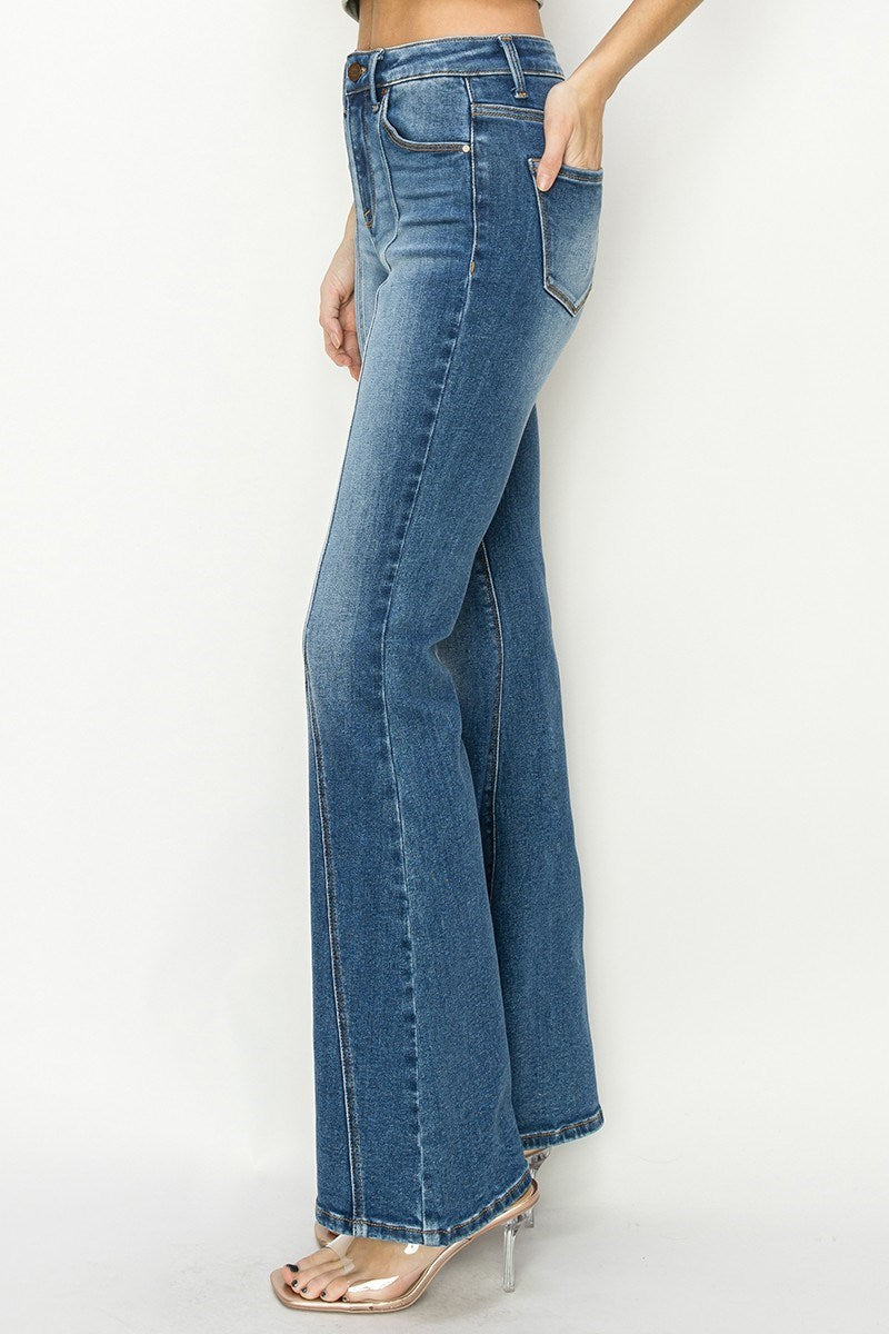 High Rise Front Seam Flare Jeans