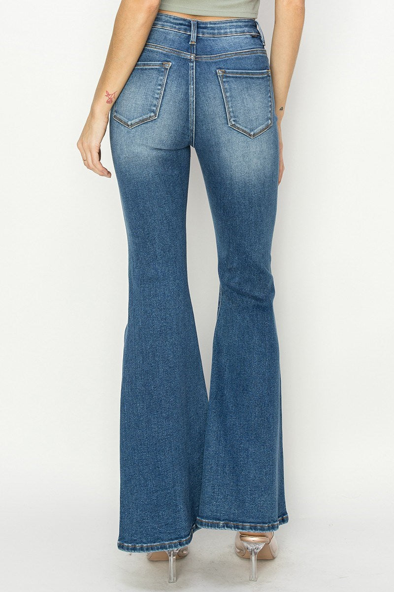 High Rise Front Seam Flare Jeans