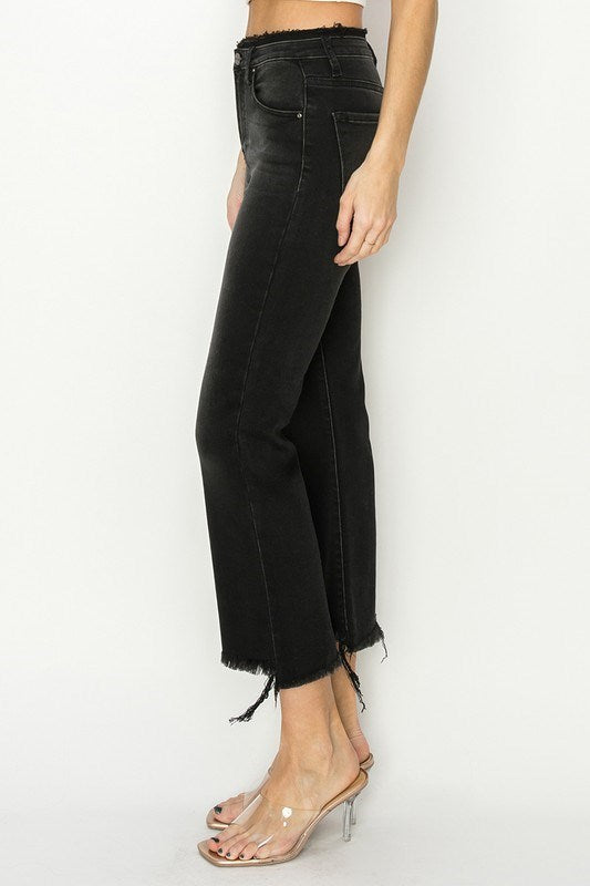 Black Wash Mid-Rise Crop Jeans