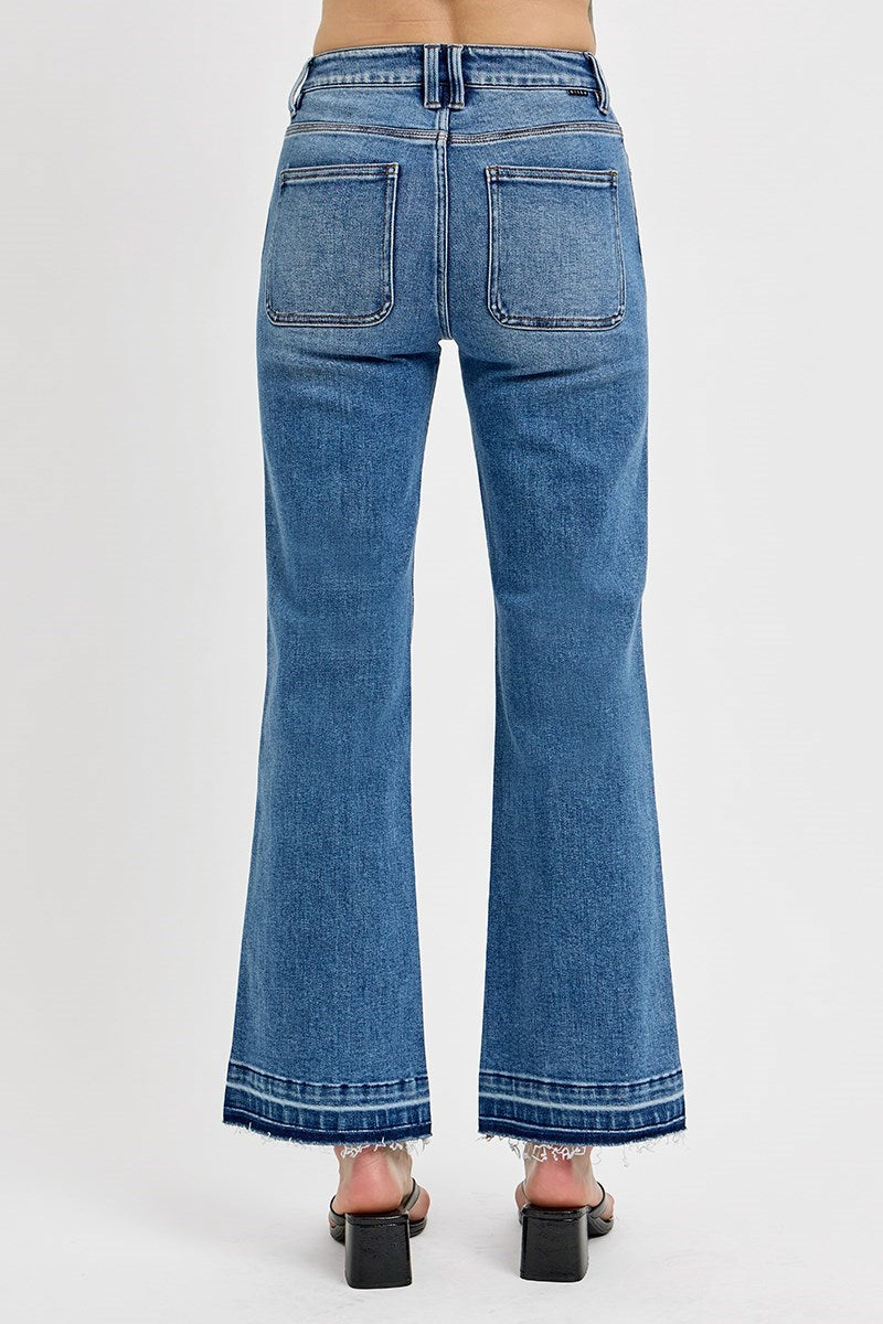 Medium Raw Hem Straight Denim