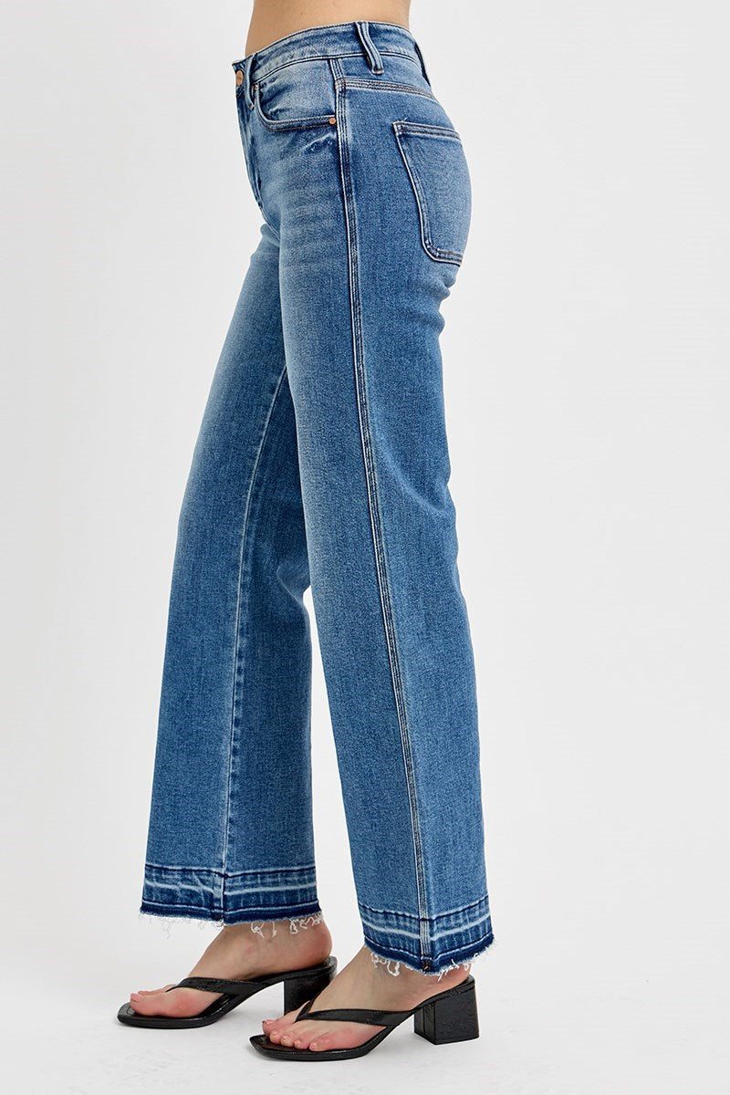 Medium Raw Hem Straight Denim