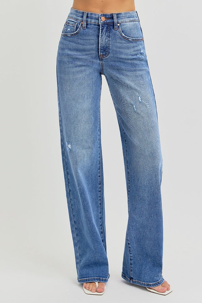 Medium Blue Straight Tummy Tuck Denim