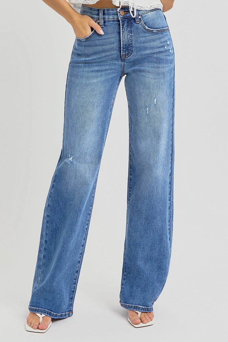 Medium Blue Straight Tummy Tuck Denim