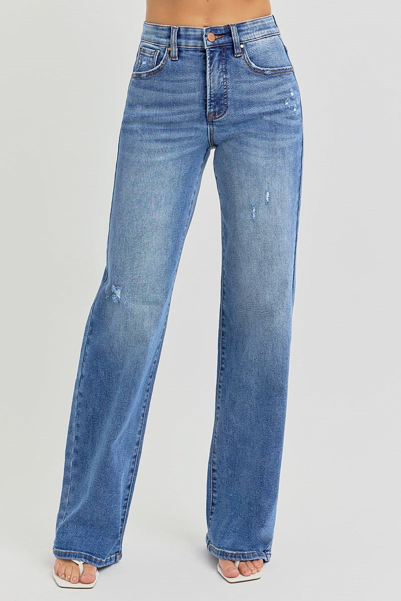 Medium Blue Straight Tummy Tuck Denim