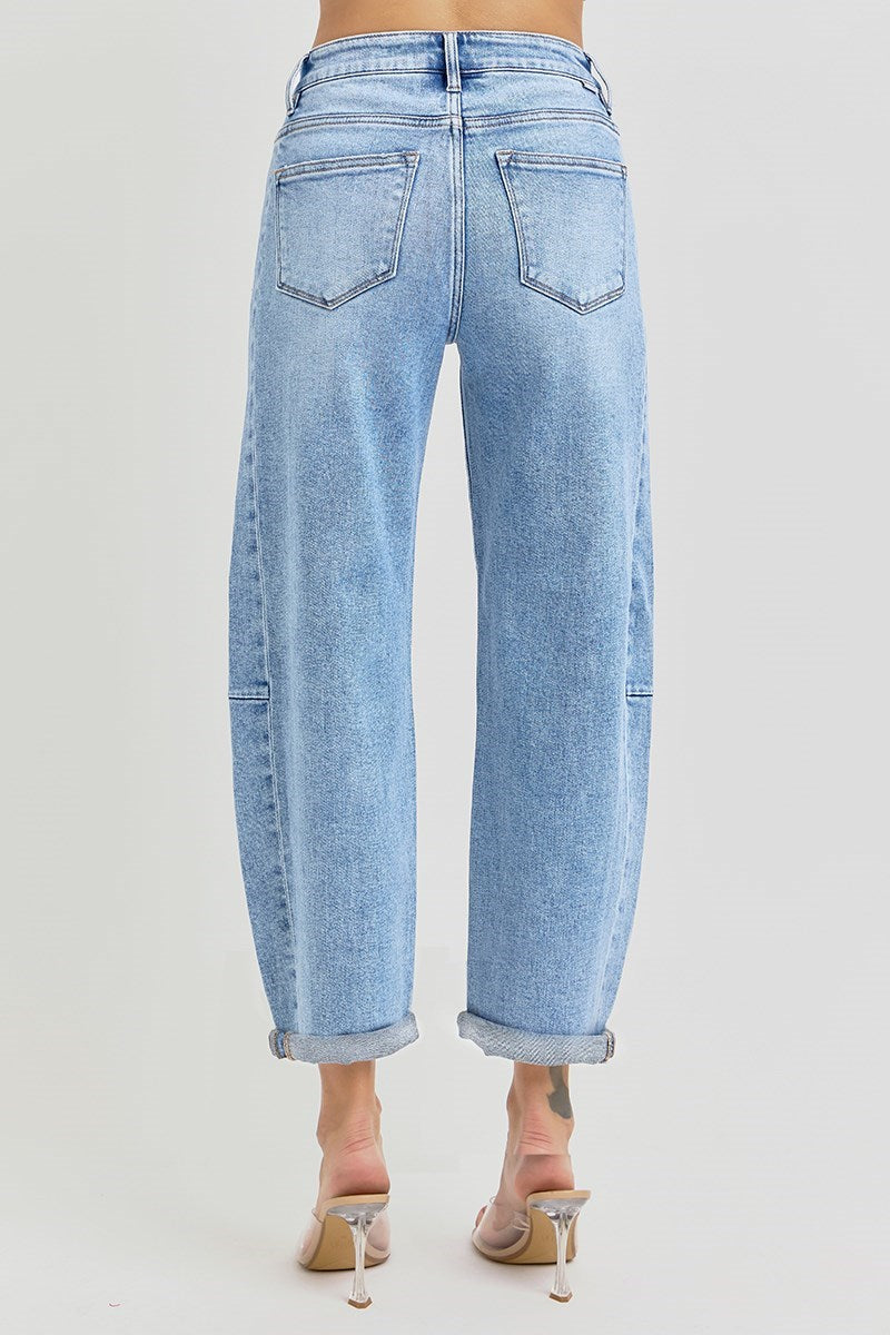 Light High-Rise Barrel Jeans