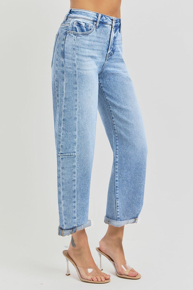 Light High-Rise Barrel Jeans