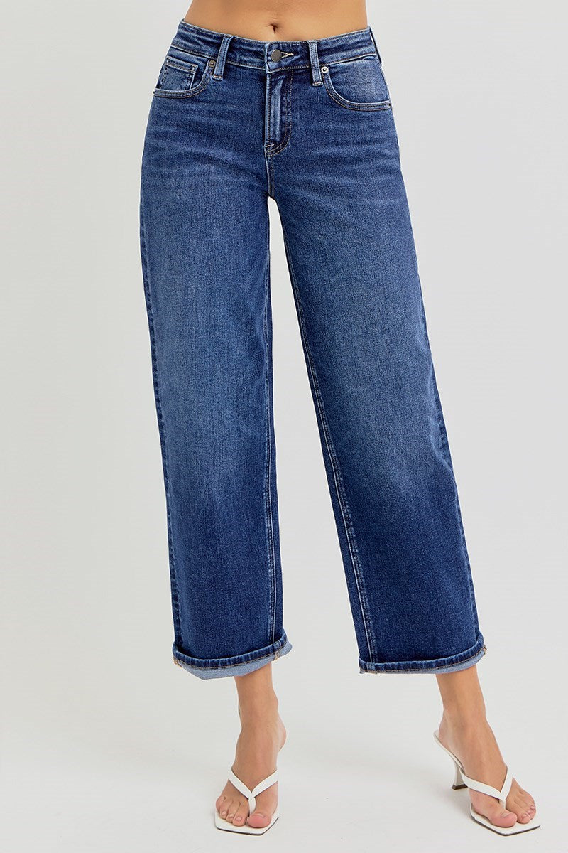 High-Rise Cuff Boyfriend Jeans