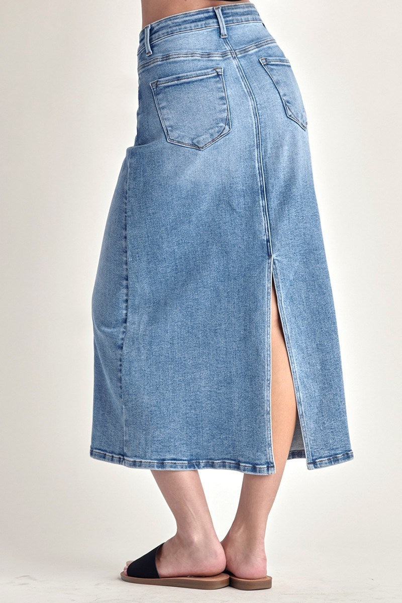 Light Denim Maxi Jean Skirt