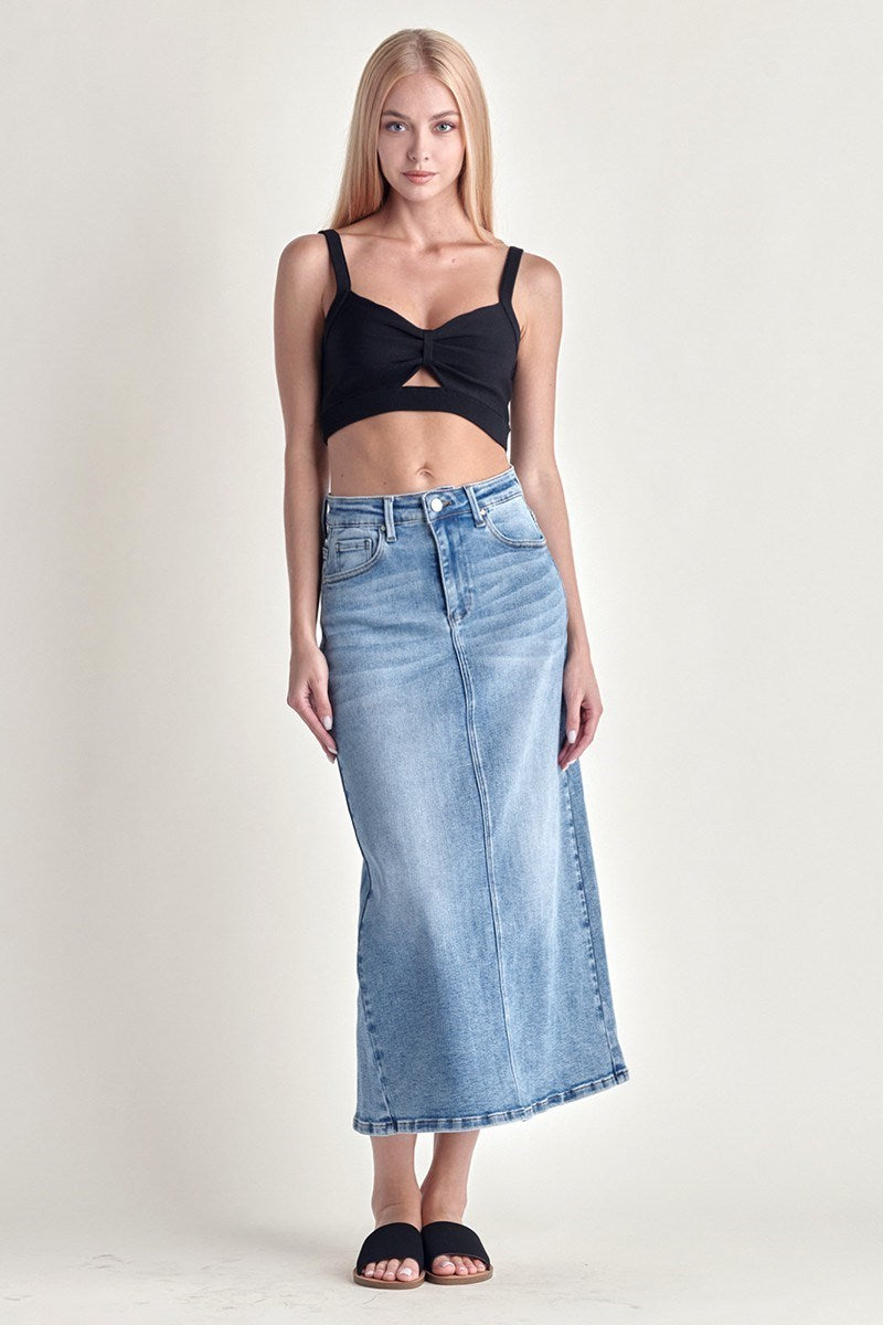 Light Denim Maxi Jean Skirt