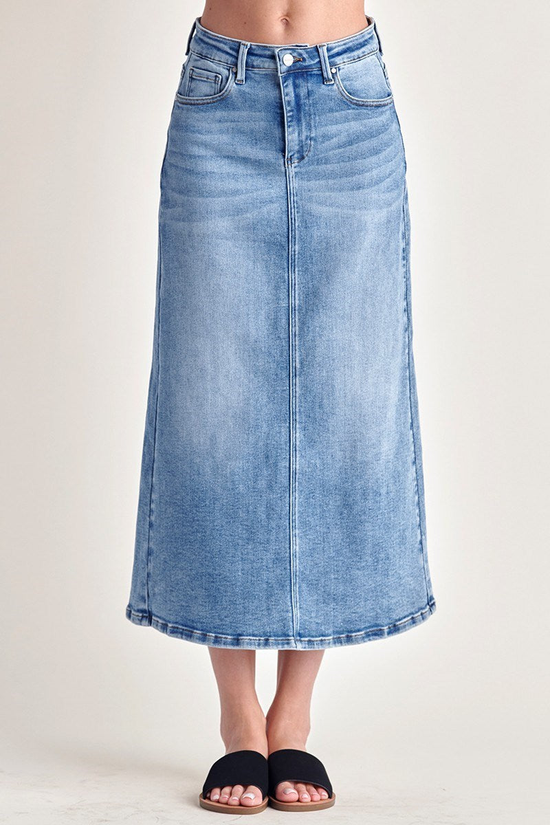 Light Denim Maxi Jean Skirt