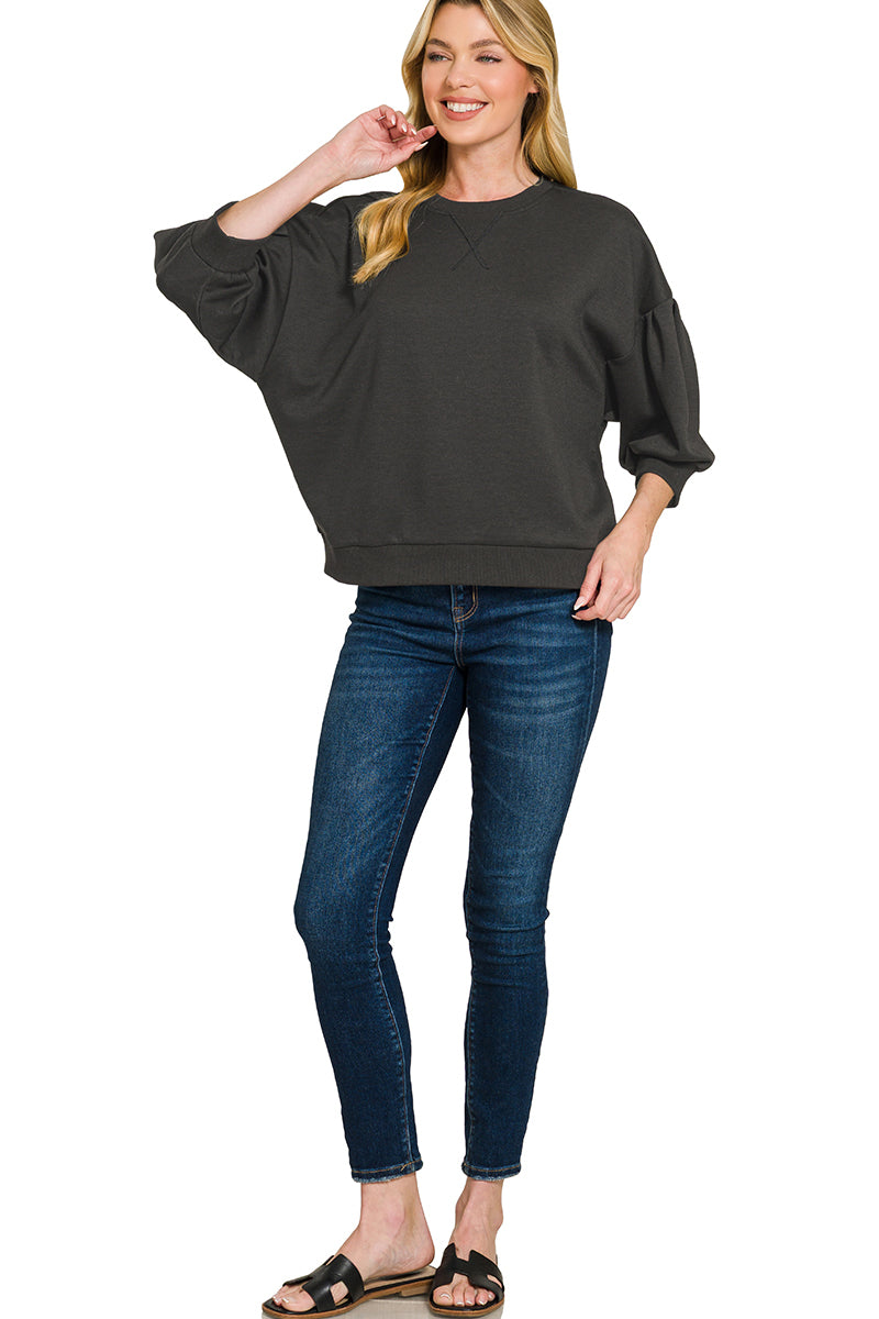 Black Pintuck Sweatshirt