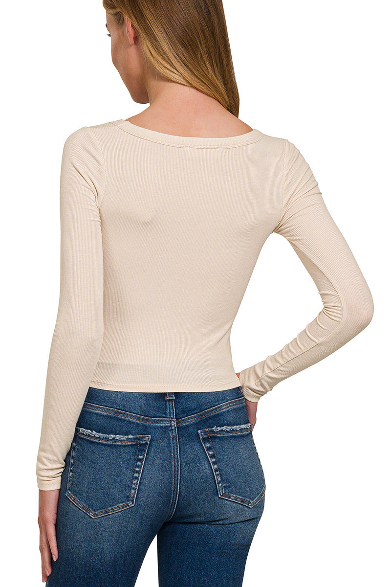 Ribbed Scoop Neck Layering Top