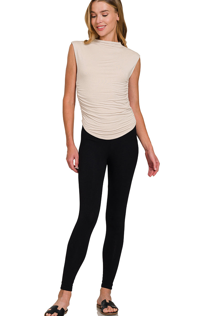 Cap Sleeve Mock Neck Tank