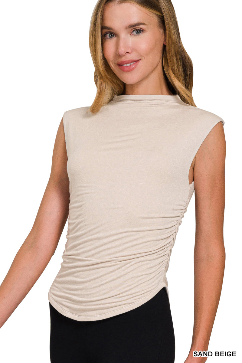 Cap Sleeve Mock Neck Tank