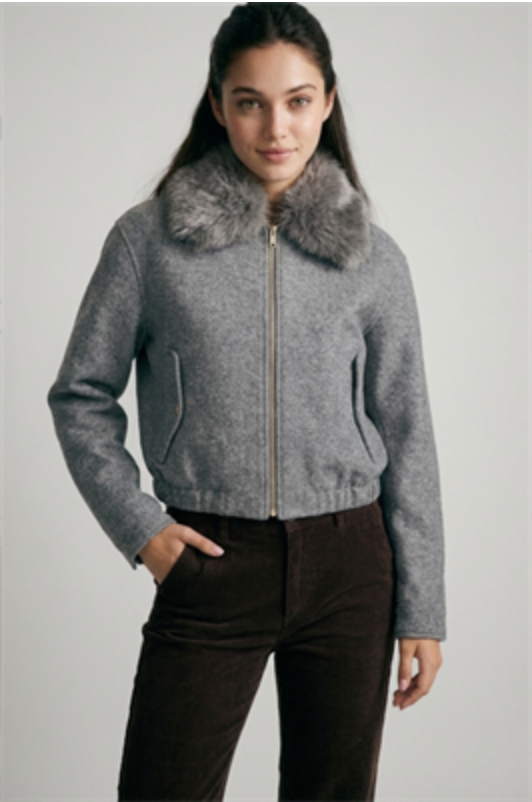 Faux Fur Collared Bomber Jacket