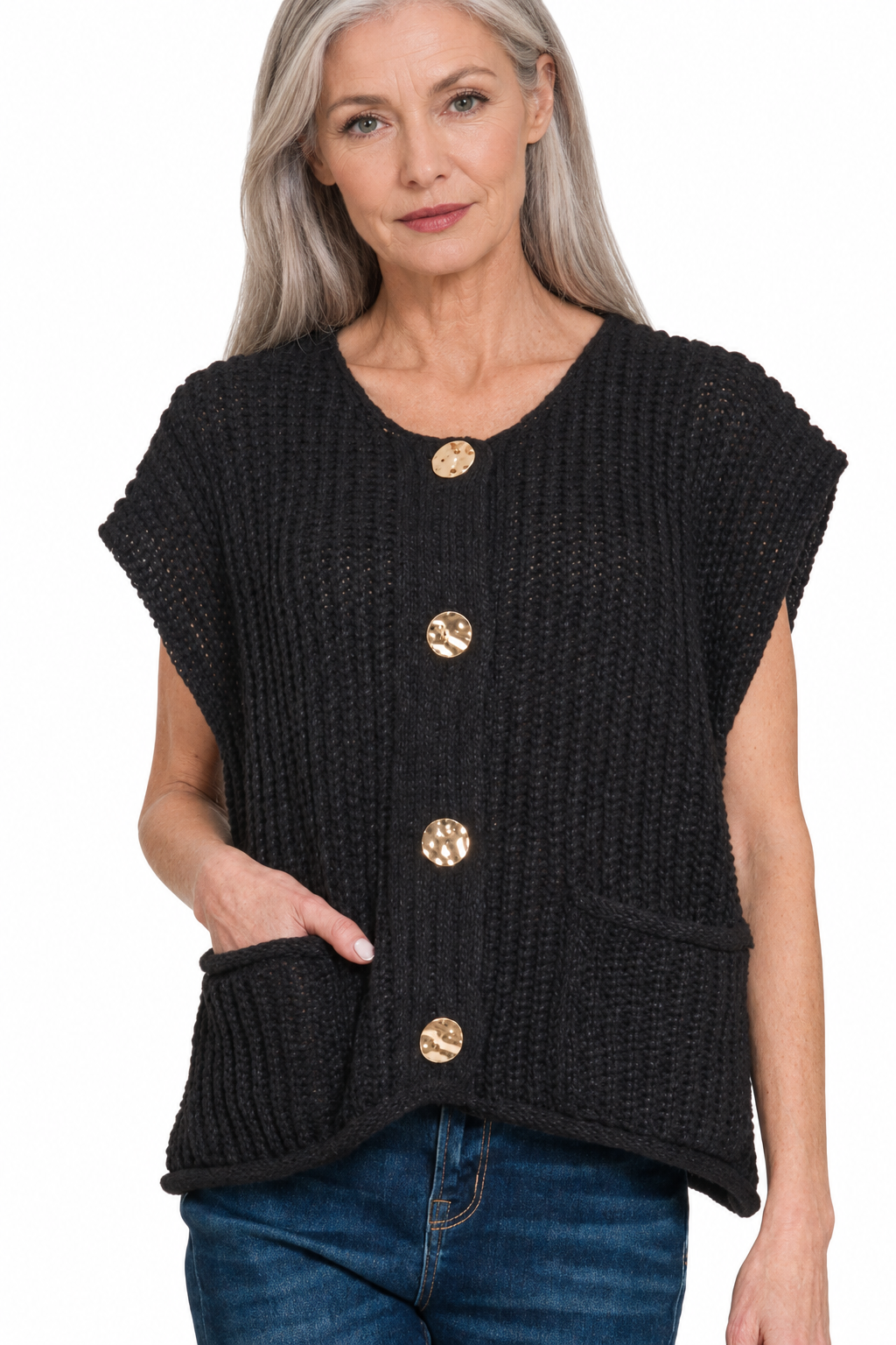 Gold Button Sweater Vest