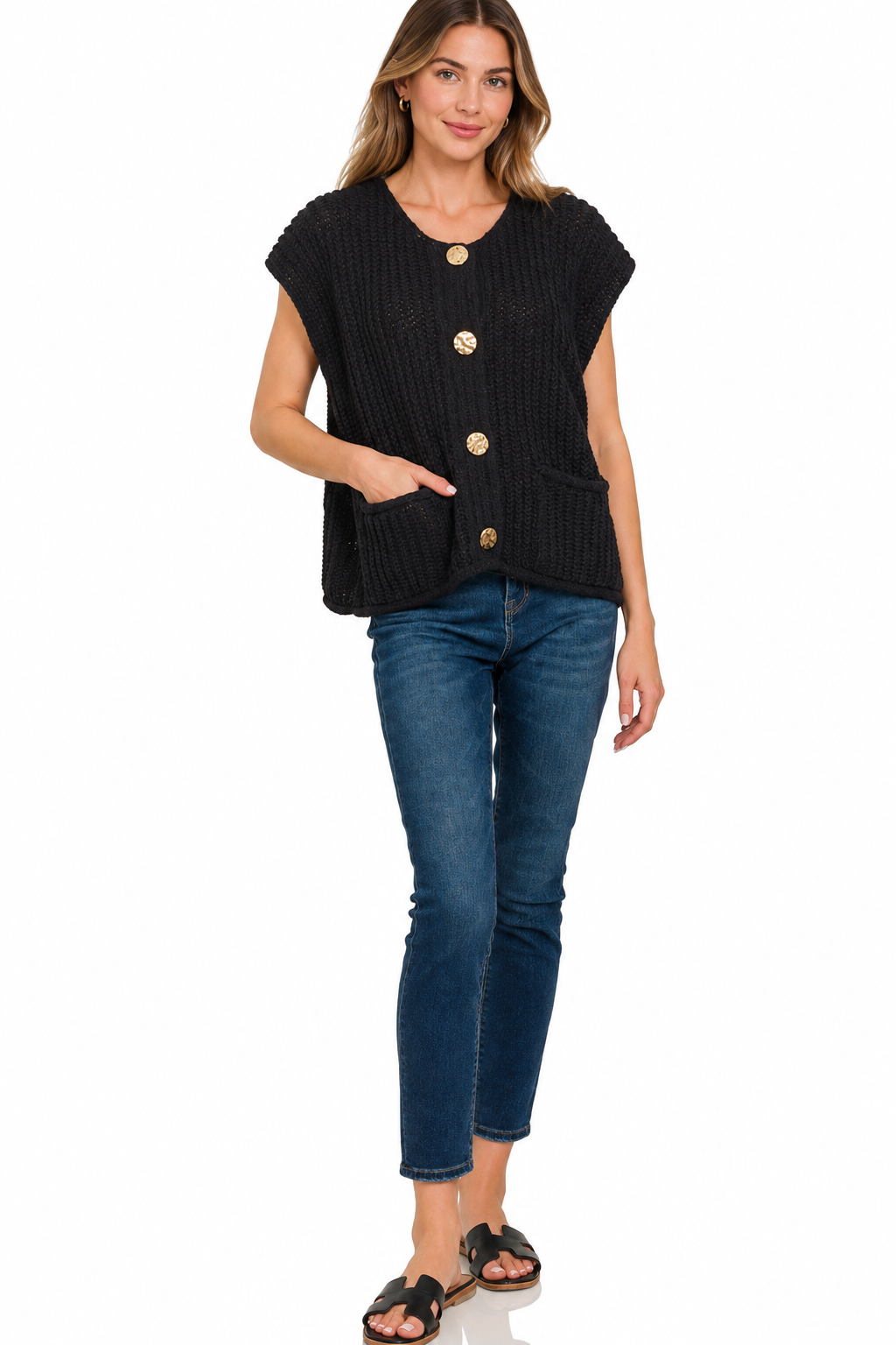 Gold Button Sweater Vest