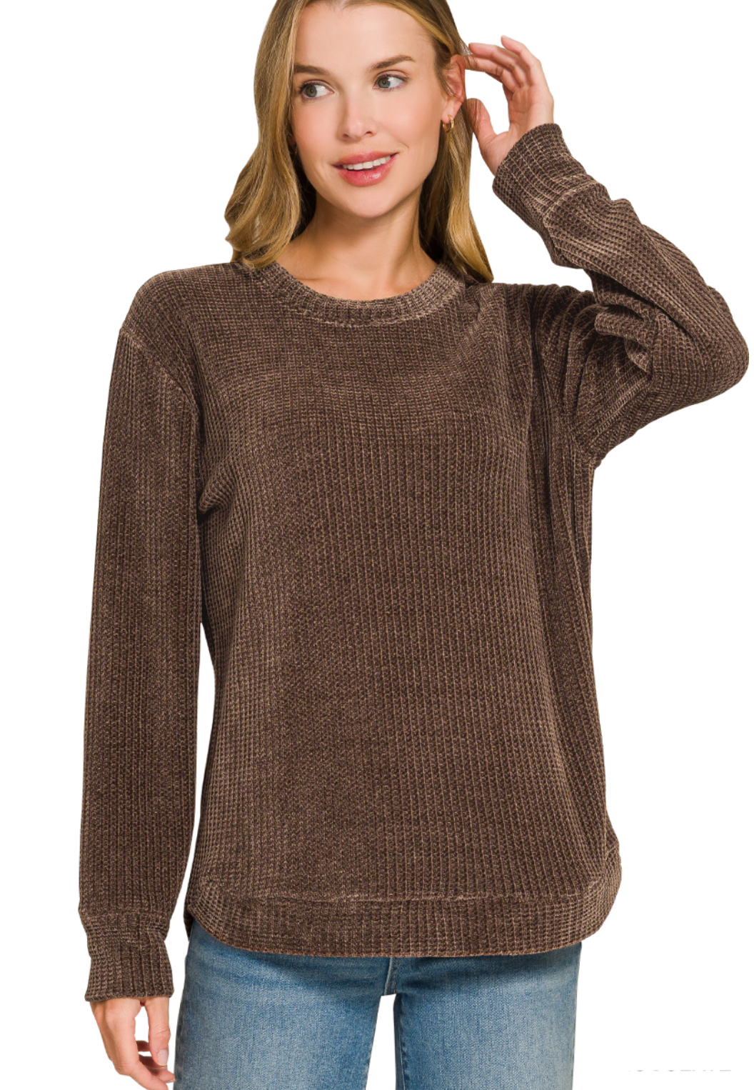 Curve Hem Chenille Sweater