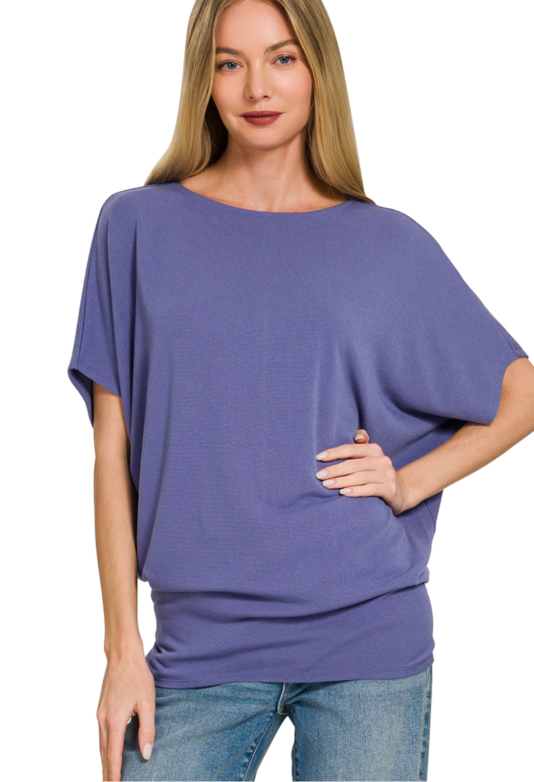 Dolman Sleeve Scoop Neck Top