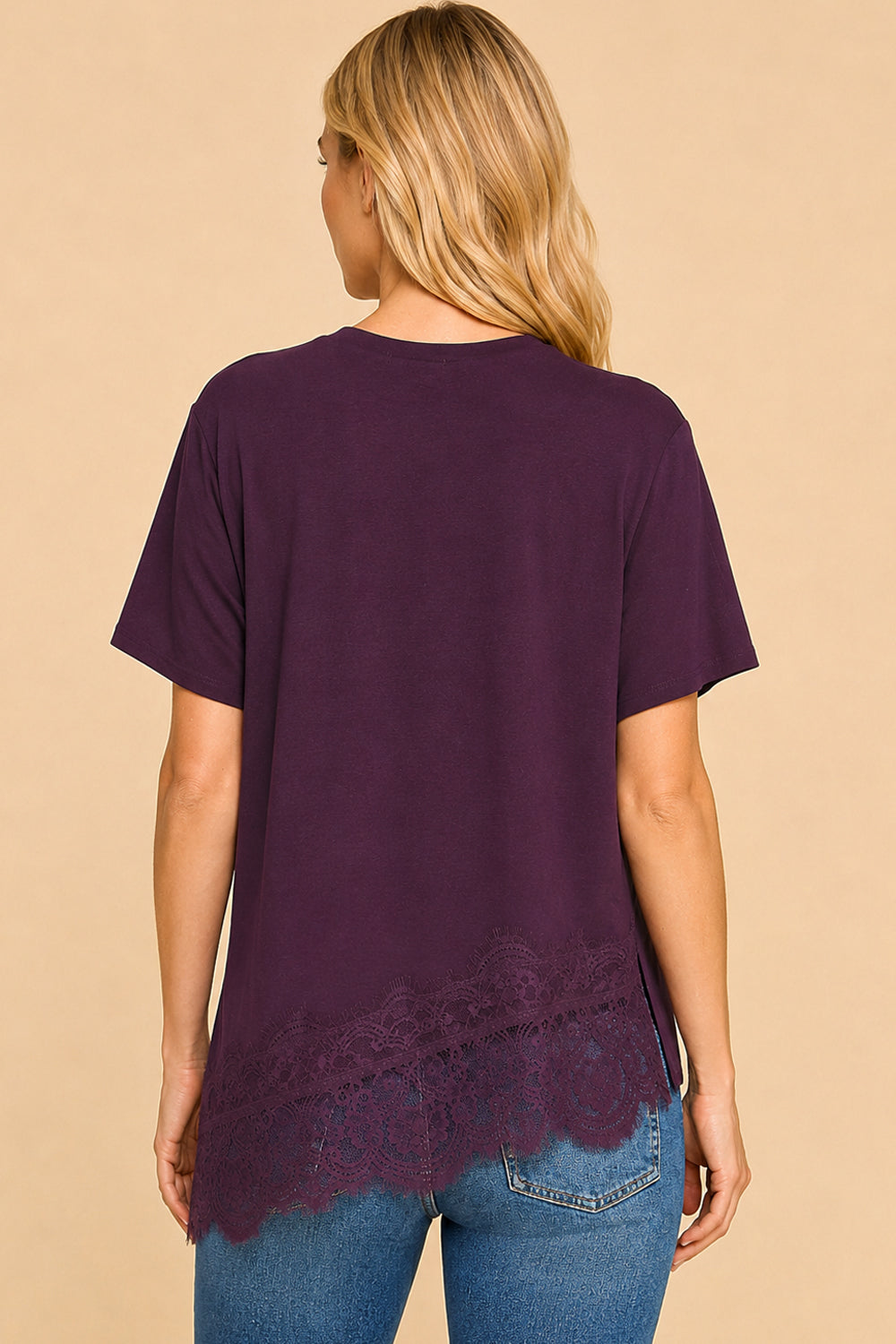 Asymmetric Lace Trim Top