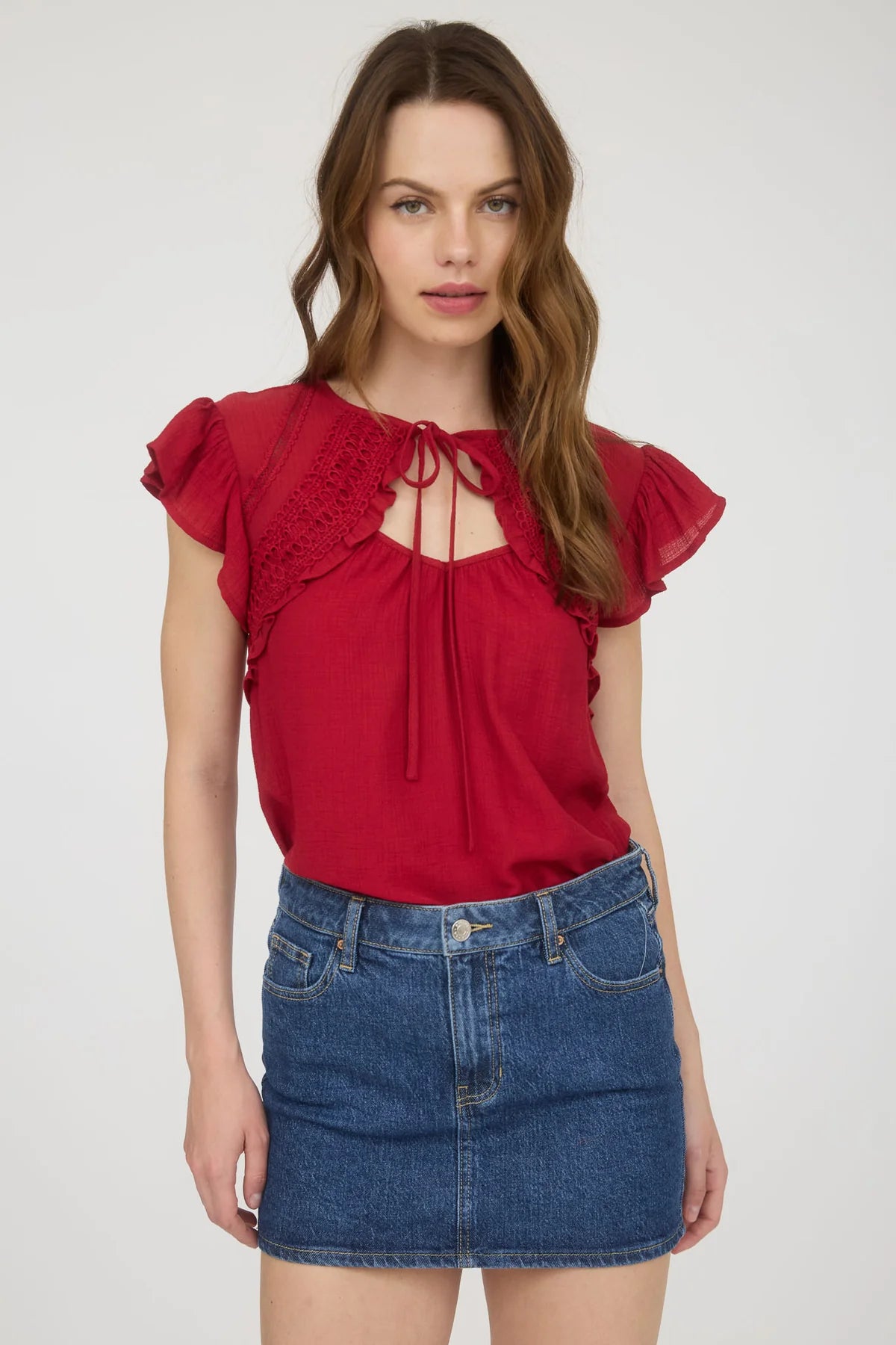 Red Lace Trim Top