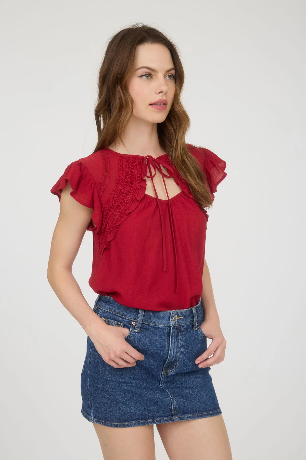 Red Lace Trim Top