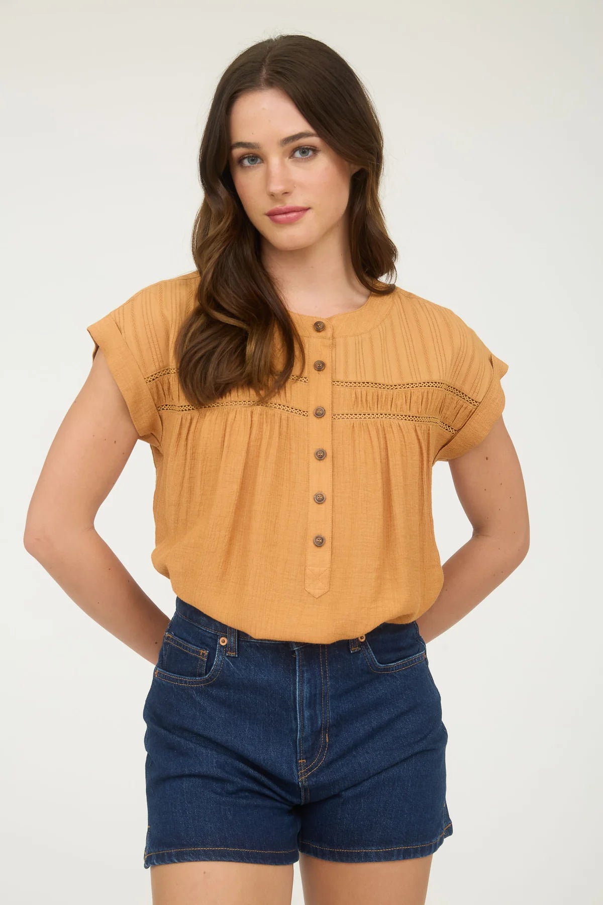 Gathered Button Blouse