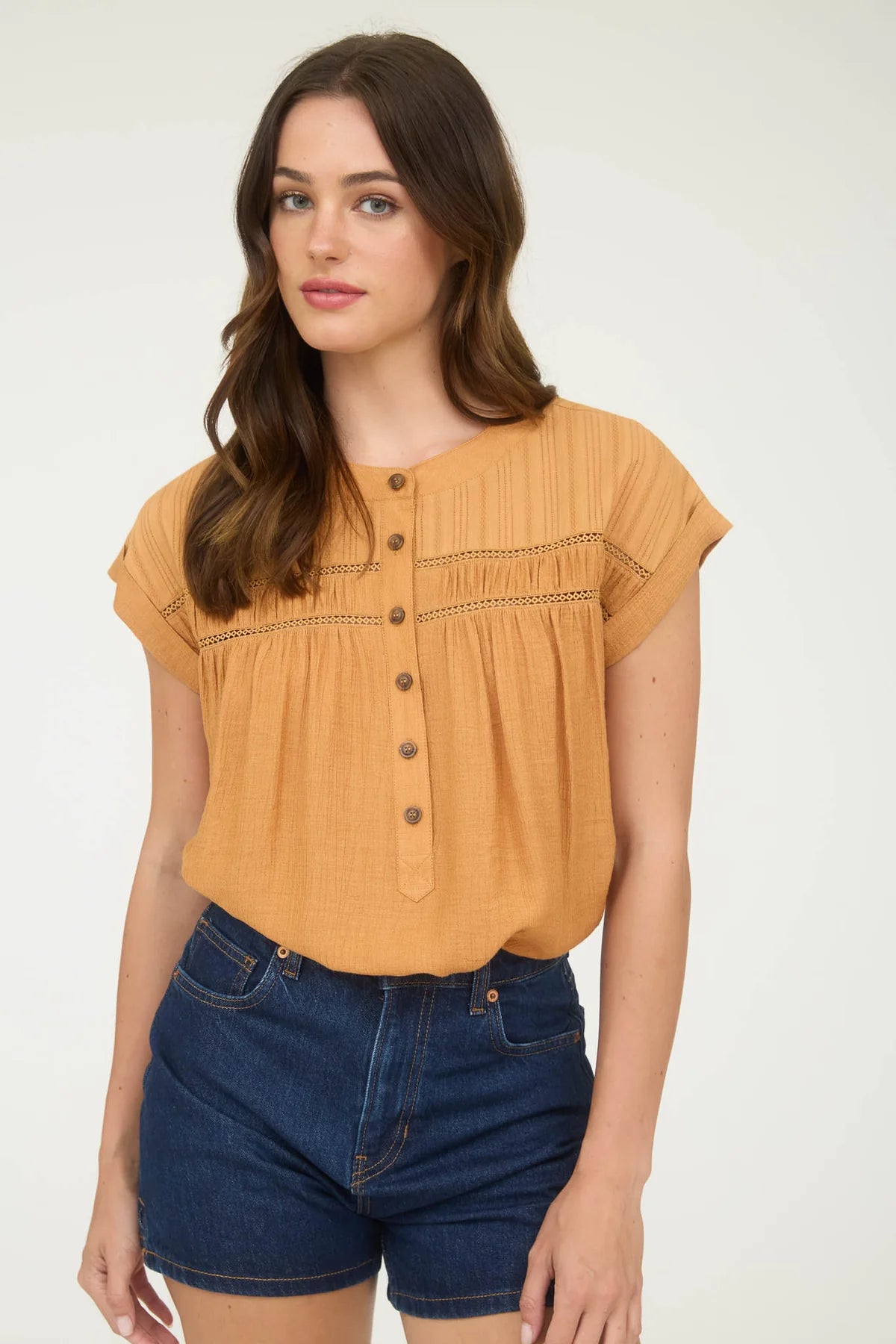 Gathered Button Blouse