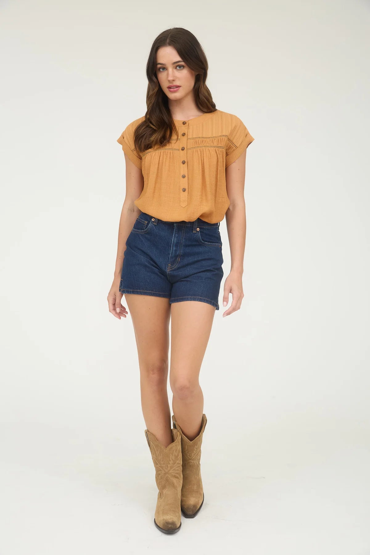 Gathered Button Blouse