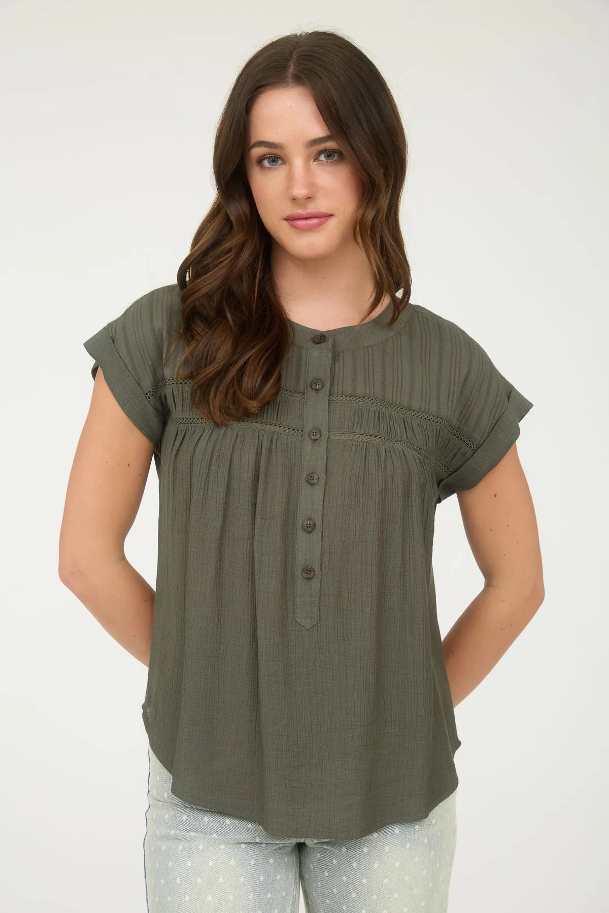 Gathered Button Blouse